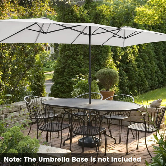 15 Feet Double-Sized Patio Umbrella with Crank Handle and Vented Tops-Beige - Tampa Home & Garden Store