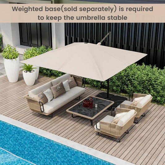 9.5 Feet Square Patio Cantilever Umbrella with 360Β° Rotation-Beige - Tampa Home & Garden Store