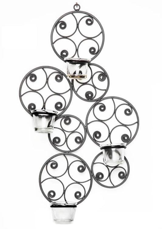 Biedermann Retro Tealight Scroll Wall Sconce black metal circular tealight holders on Tampa Home & Garden Store