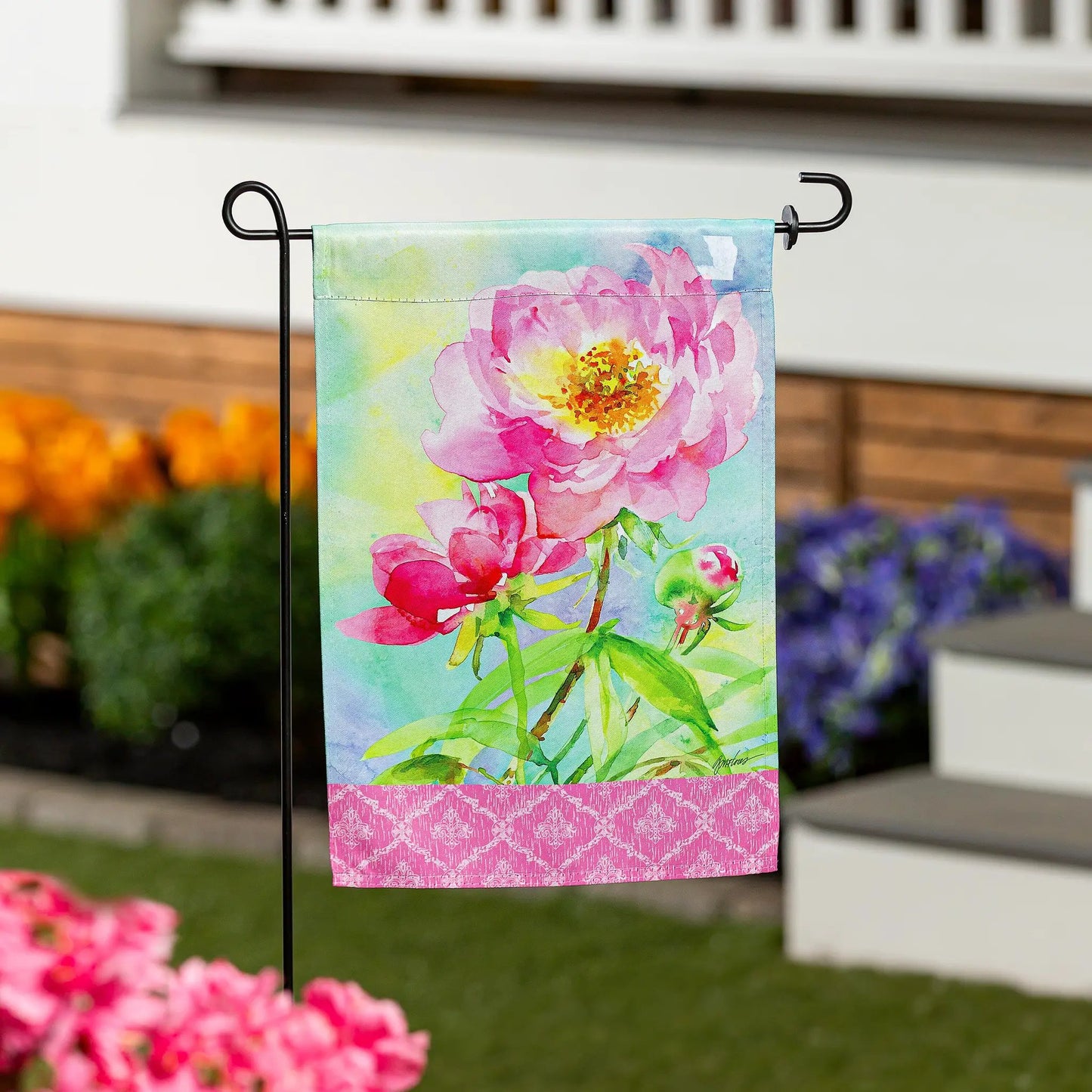 Big Pink Peony Suede Garden Flag - Tampa Home & Garden Store