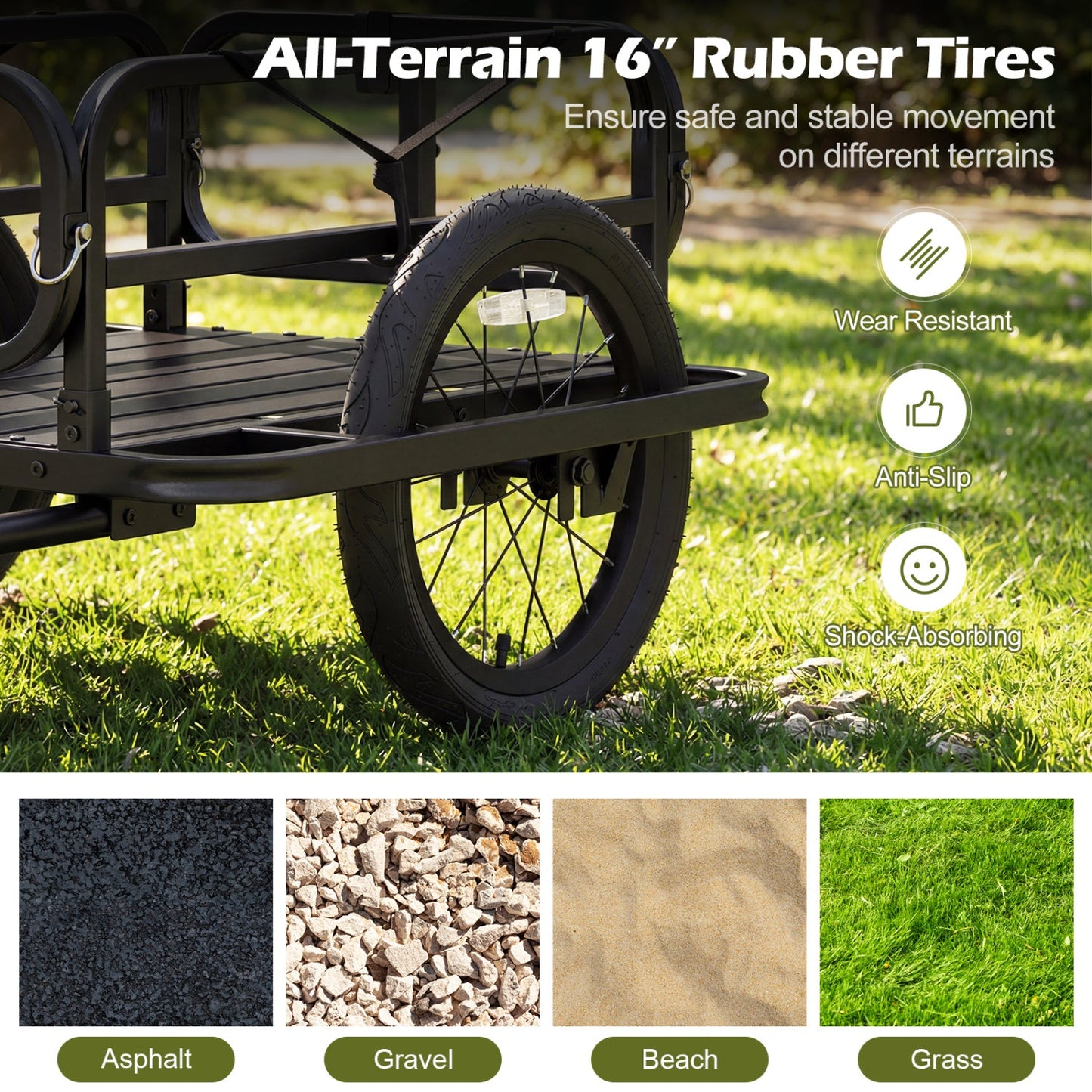 Bike Cargo Trailer with Universal Hitch, black frame, 16 inch rubber tires, DirectDeals on Tampa Home & Garden Store