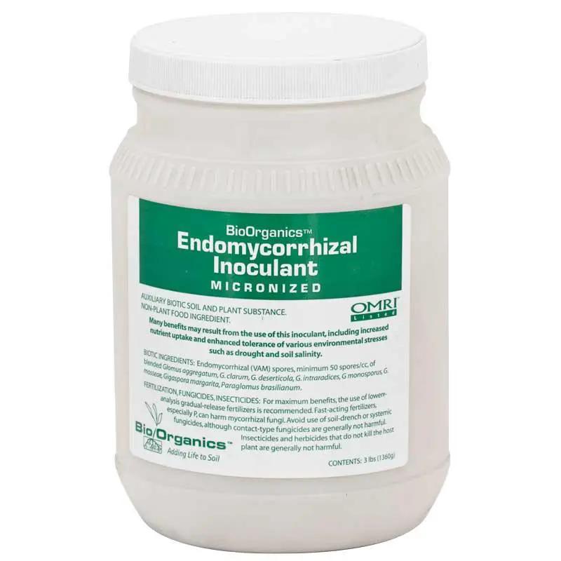 BioOrganics Endomycorrhizal Inoculant 3 lb bottle with green label on Tampa Home & Garden Store