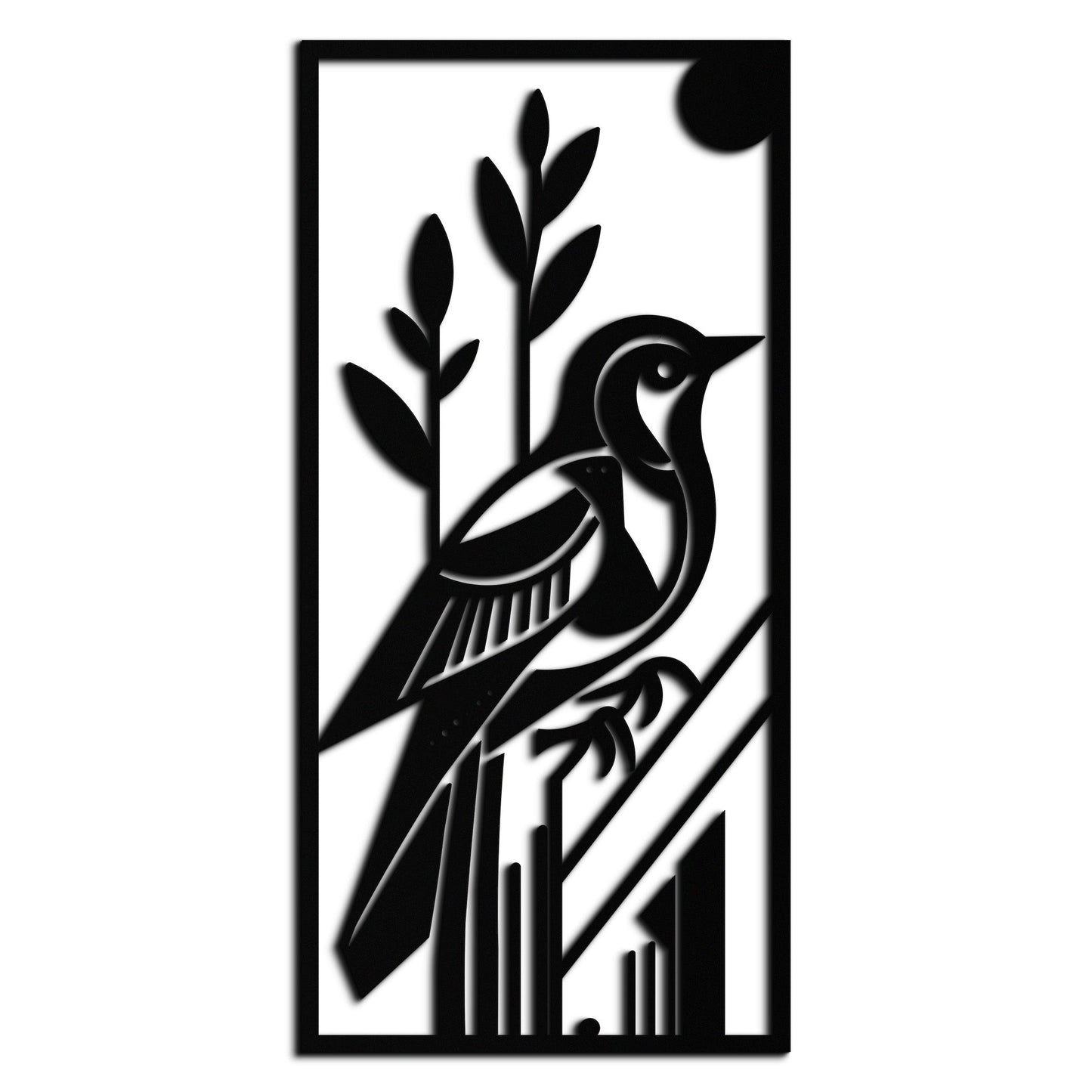 Bird & Nature Panel Metal Wall Art – Minimalist Vertical Steel Decor- KAF369 - Tampa Home & Garden Store