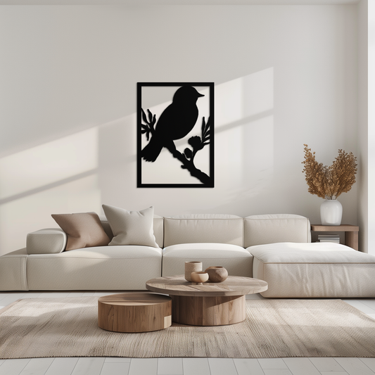 Bird on Branch Metal Wall Art - Modern Steel Decor for Home & Office - KAF043 - Tampa Home & Garden Store