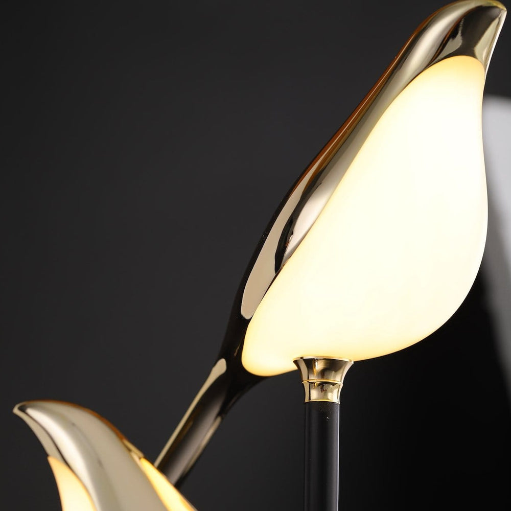 Bird wall sconce Moktan Sabai with Nordic gold metal finish and warm LED light on Tampa Home & Garden Store