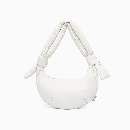 Biwa Micro Bag Ice compact quilted half-moon handbag by Lefrik USA in white on Tampa Home & Garden Store