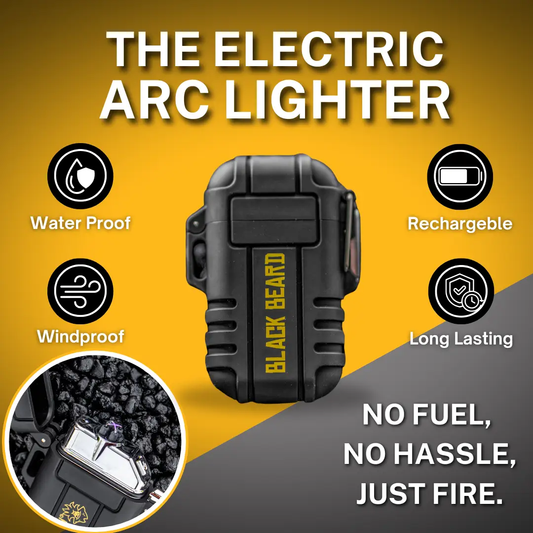 Black Beard Arc Lighter Fire Starter, windproof and waterproof black rechargeable device on Tampa Home & Garden Store