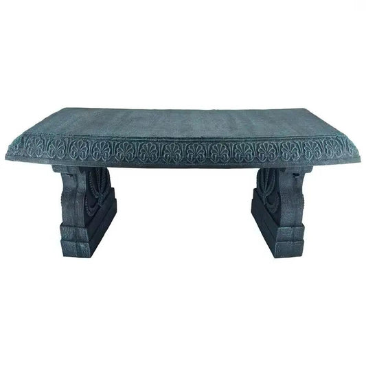Black Fiber-Clay Resin Outdoor Garden Bench in Stone Finish - Tampa Home & Garden Store
