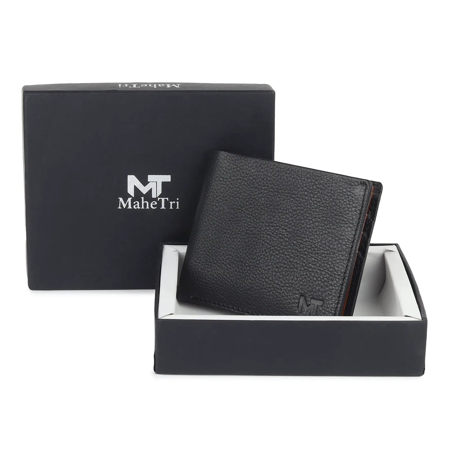 MaheTri black full-grain leather wallet set of 2 with yellow interior on Tampa Home & Garden Store
