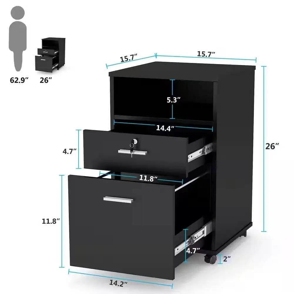 Black rolling 2-drawer mobile file cabinet with open shelf by HomePacific on Tampa Home & Garden Store