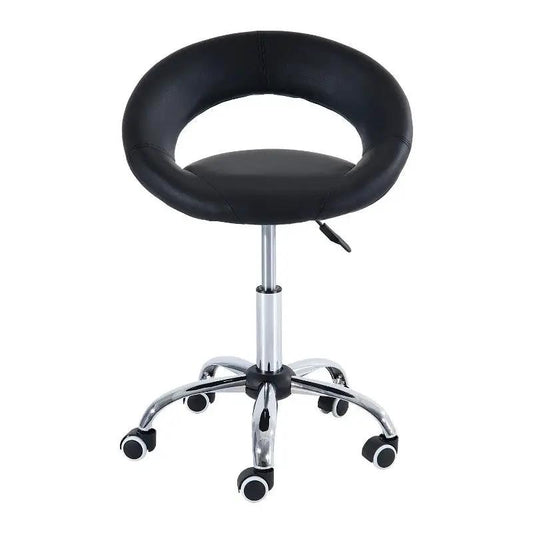 Black saddle hydraulic rolling stool with chrome base and casters on Tampa Home & Garden Store on Tampa Home & Garden Store