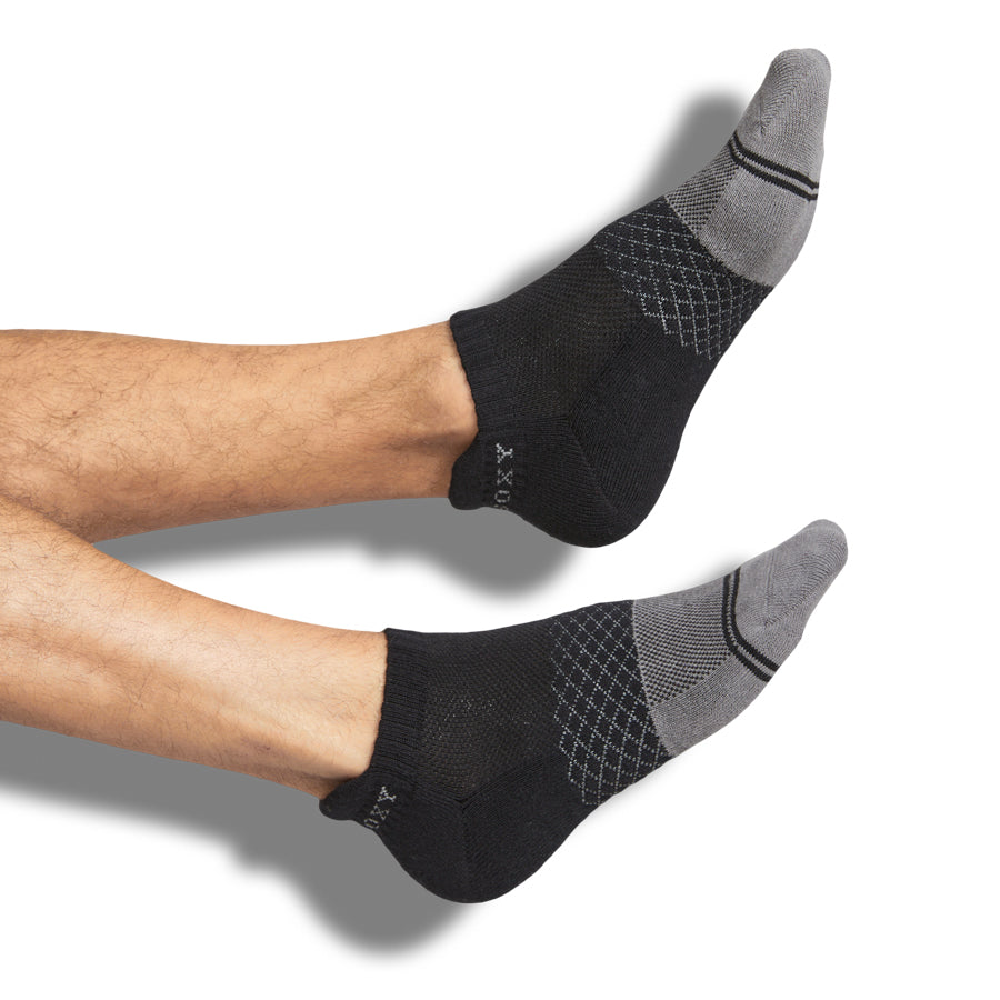 Essentials Ankle Socks 6-Pack by DeadSoxy, black lattice pattern ankle socks two shown on Tampa Home & Garden Store