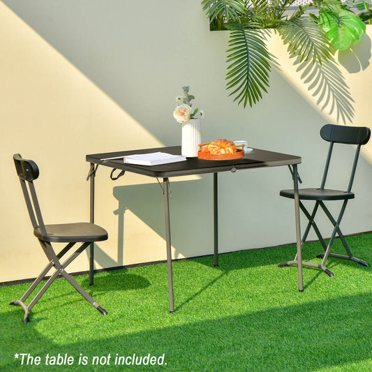 2 Pieces Outdoor Folding Chair Set with Sturdy Frame and Ergonomic Backrest-Black - Tampa Home & Garden Store