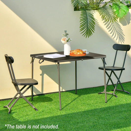 2 Pieces Outdoor Folding Chair Set with Sturdy Frame and Ergonomic Backrest-Black - Tampa Home & Garden Store