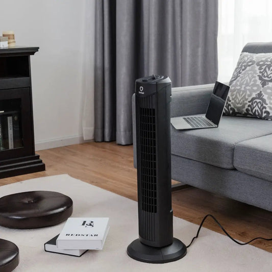Fantask 35W bladeless oscillating floor-standing tower fan, black on Tampa Home & Garden Store