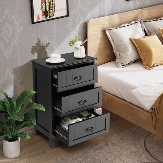 Farmhouse Nightstand with 3 Storage Drawers and Handles - Tampa Home & Garden Store