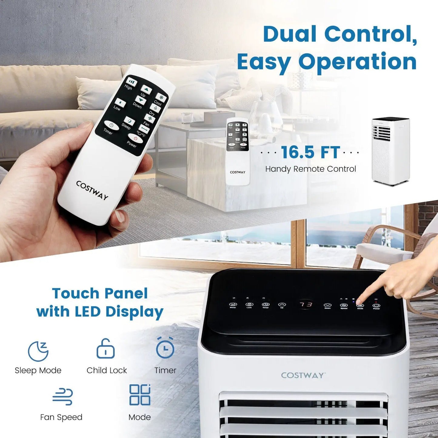 8000 BTU Portable Air Conditioner with Remote Control and Sleep Mode-Black - Tampa Home & Garden Store