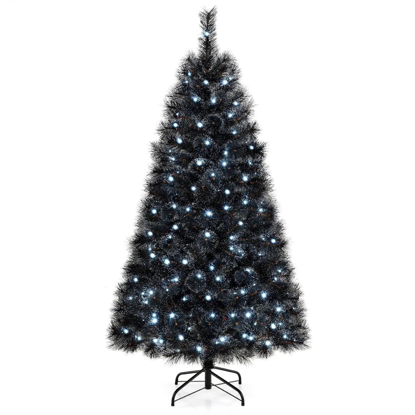 6/7/8 Feet Black Artificial Halloween Christmas Tree with PVC Branch Tips and 210/320/450 Cool White LED Lights-L - Tampa Home & Garden Store