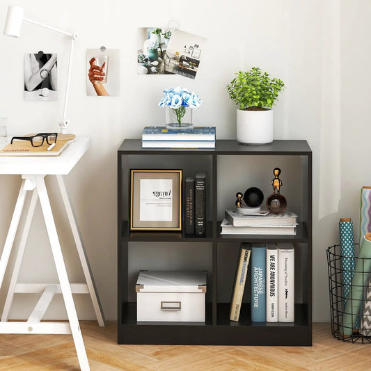 Four Cube Kids Bookcase with Open Shelves in black, modular storage unit by DirectDeals on Tampa Home & Garden Store