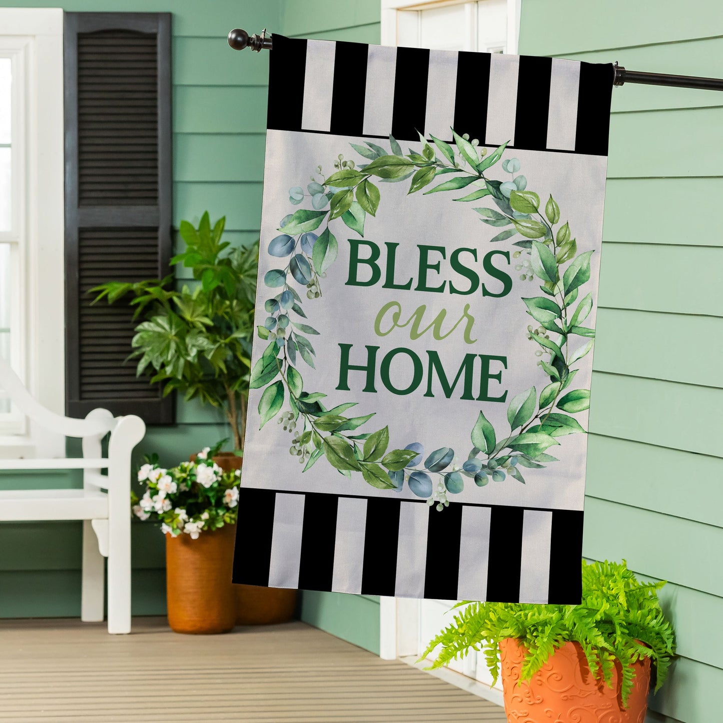Bless Our Home Burlap House Flag - Tampa Home & Garden Store
