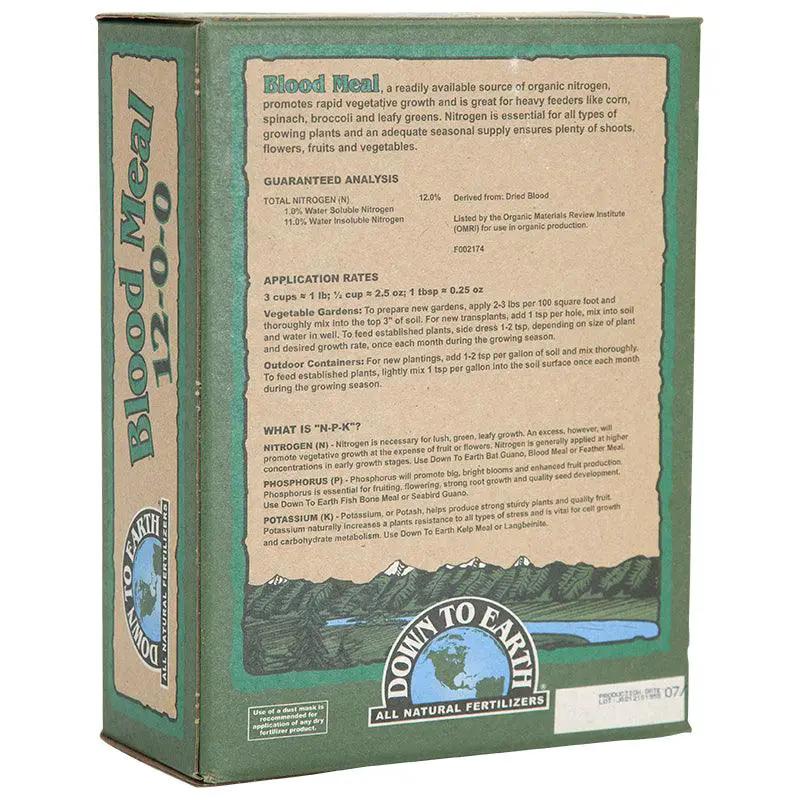 Blood Meal 12-0-0 Fertilizer for Vegetables, 5 lb box by Grow Organic with green packaging on Tampa Home & Garden Store
