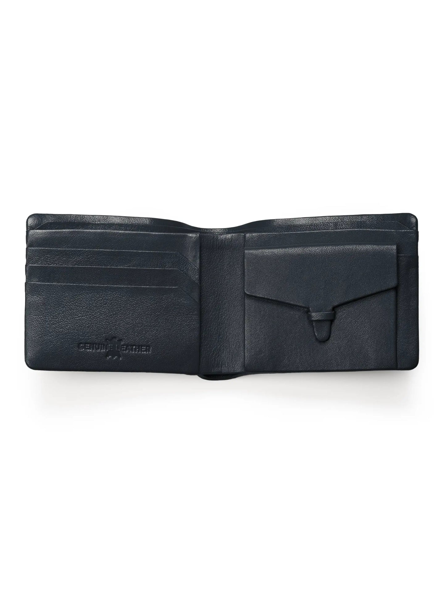 Slim blue Kodiak leather billfold wallet for men with card slots on Tampa Home & Garden Store