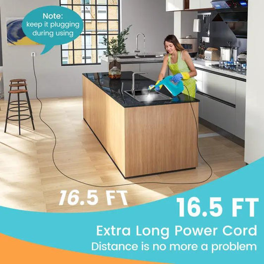 Blue 1400W Handheld Steam Cleaner with 14-piece Kit for chemical-free home cleaning on Tampa Home & Garden Store