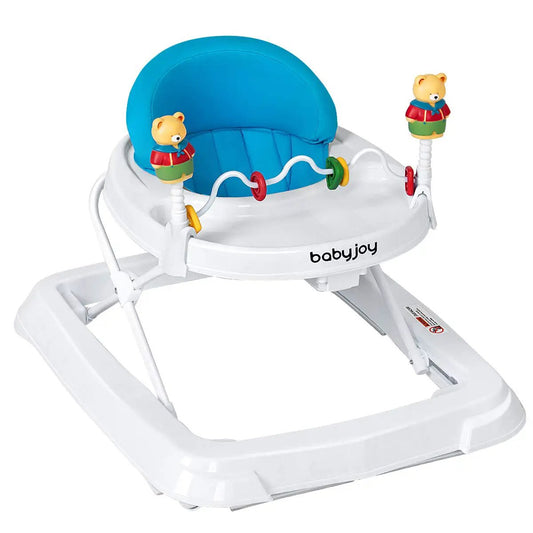 Adjustable Height Removable Portable Baby Walker blue seat and white frame bear toys babyjoy on Tampa Home & Garden Store