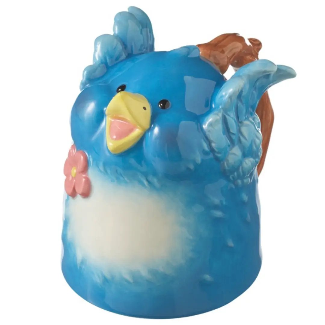 Bluebird Topsy Turvy mug blue ceramic with yellow beak by Country Christmas Loft on Tampa Home & Garden Store