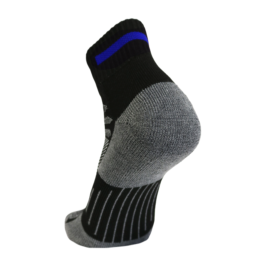 Blue Line Quarter Sock, first responder sock by Covert Threads, black with blue stripe on Tampa Home & Garden Store