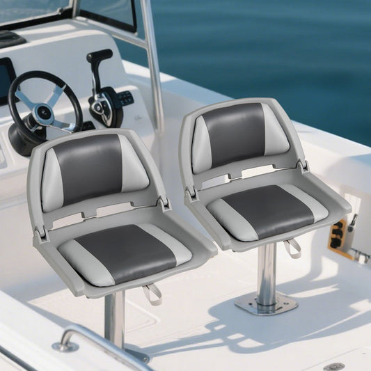 Boat Seat Folding Low Back Boat Chair with Marine-Grade PVC - Tampa Home & Garden Store