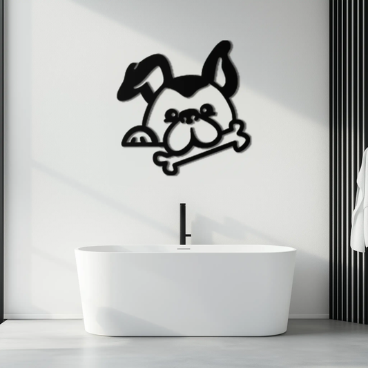 Bone-Holding Dog Metal Wall Art - Playful Pet Decor - KAF194 - Tampa Home & Garden Store