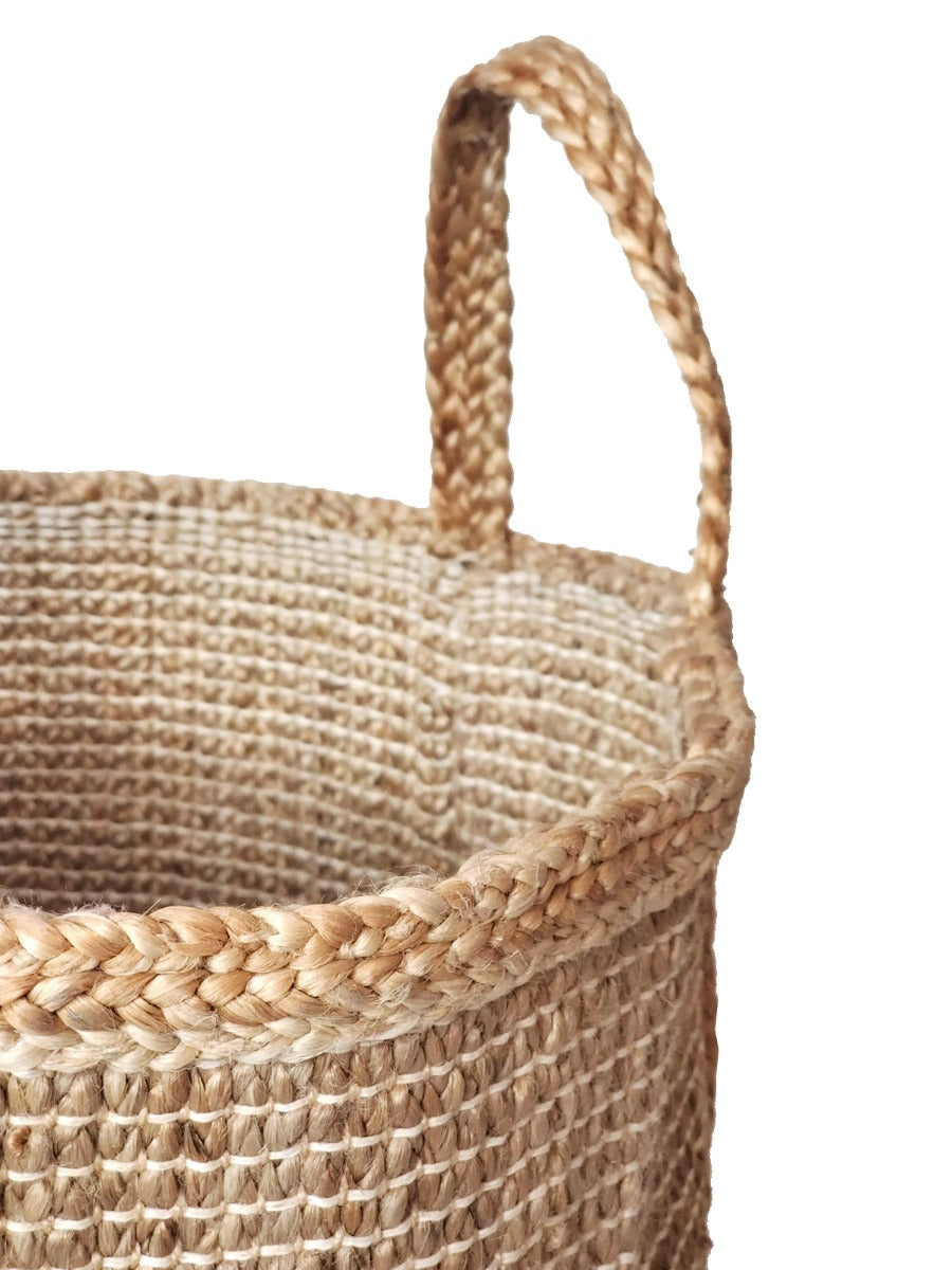 Bono Hamper Natural storage basket with braided jute handles by KORISSA on Tampa Home & Garden Store