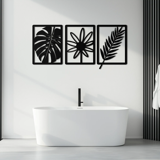 Botanical Metal Wall Art Set - Nature-Inspired Minimalist Decor - KAF198 - Tampa Home & Garden Store