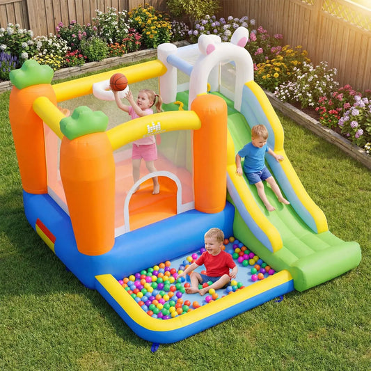 Bounce House Kids With Climbing Wall and Slide