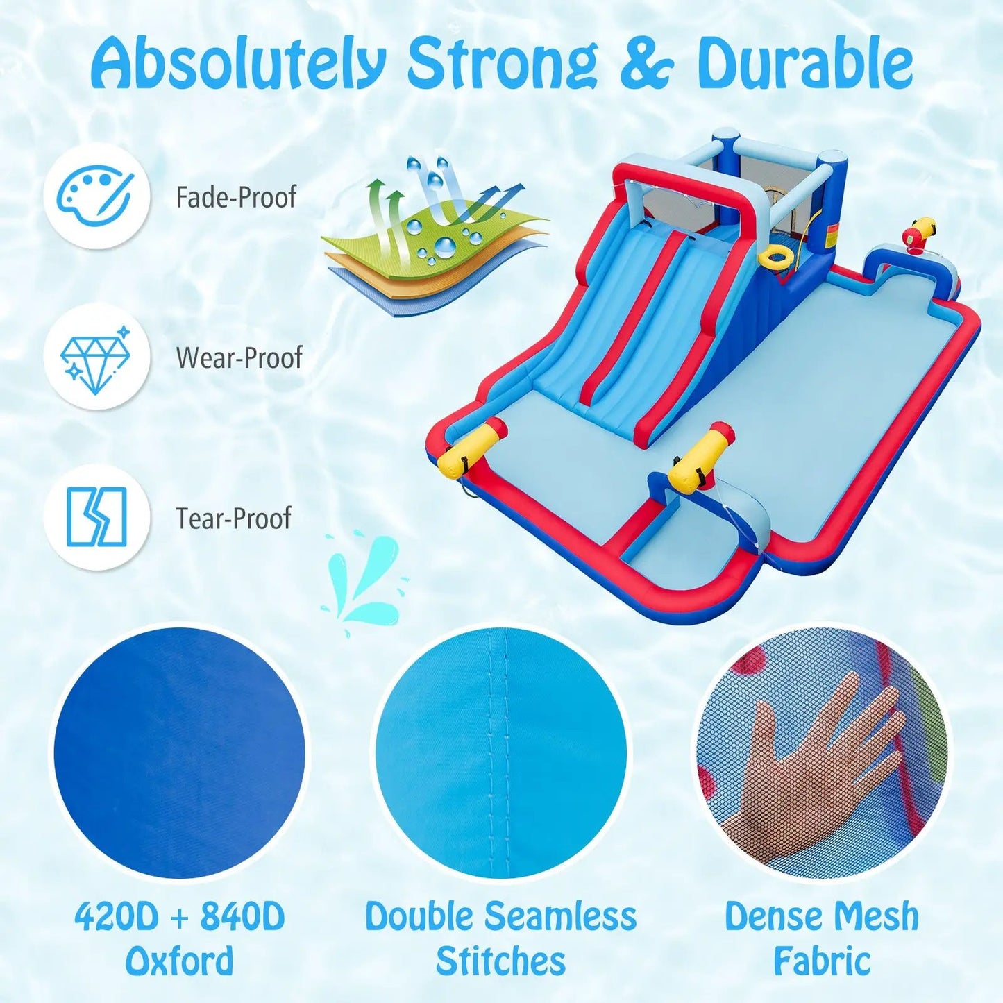 Bounce House with 2 Water Slides and Cannons, blue-red inflatable by DirectDeals on Tampa Home & Garden Store