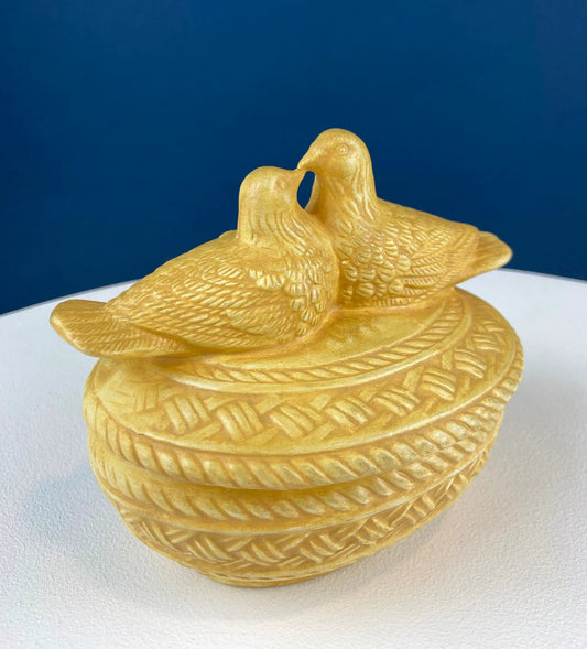 Yellow Ceramic Doves Nest Bowl with Lid decorative bowl Anything Discovered on Tampa Home & Garden Store