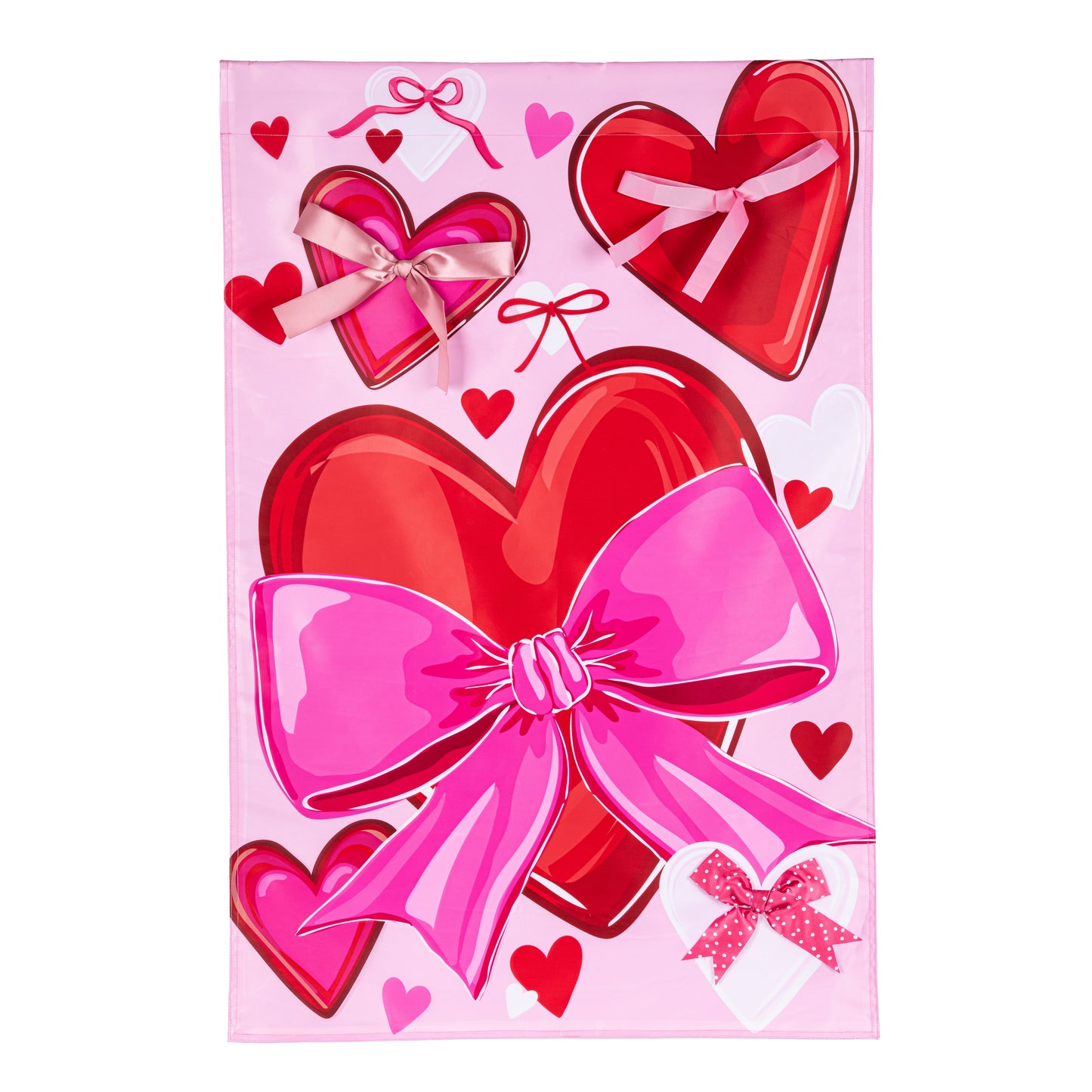 Bows & Hearts Applique House Flag - Tampa Home & Garden Store