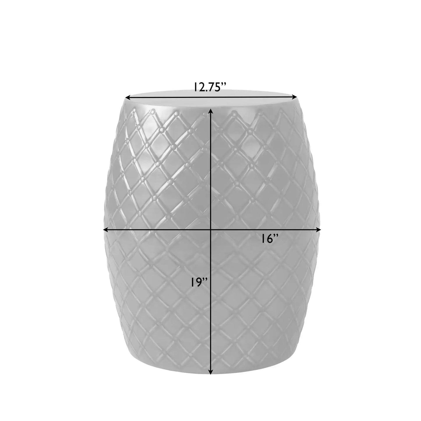 Braga copper finish metal stool container with diamond quilt pattern indoor/outdoor decor on Tampa Home & Garden Store