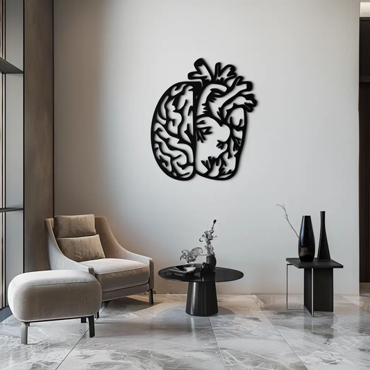 Brain and Heart Fusion Metal Wall Art β Symbolic Anatomy Design for Mind and Emotion Balance- KAF587 - Tampa Home & Garden Store