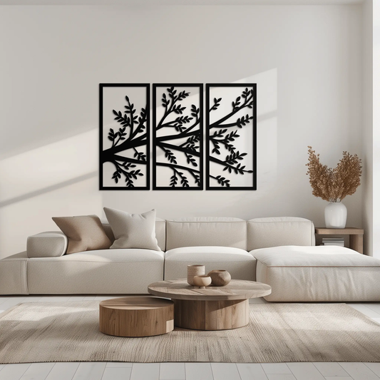 Branch Metal Wall Art - Three-Panel Nature-Inspired Steel Wall Decor - KAF024 - Tampa Home & Garden Store