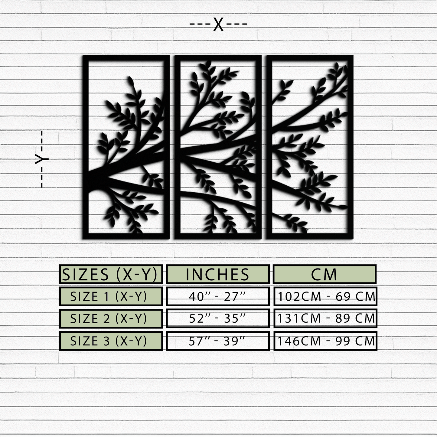 Branch Metal Wall Art - Three-Panel Nature-Inspired Steel Wall Decor - KAF024 - Tampa Home & Garden Store