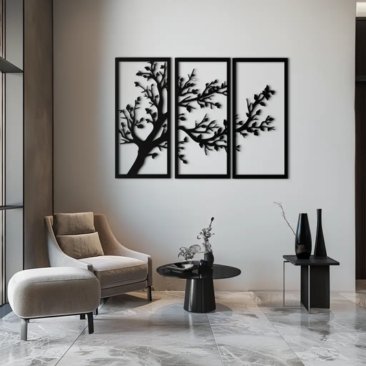 Branch Trio Metal Wall Art 3-piece black tree-branch framed wall decor on Tampa Home & Garden Store