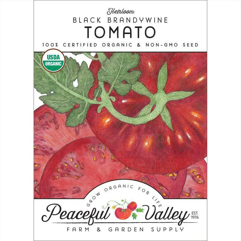 Brandywine Black Tomato Seeds, organic heirloom vegetable seeds with red fruit, Peaceful Valley on Tampa Home & Garden Store