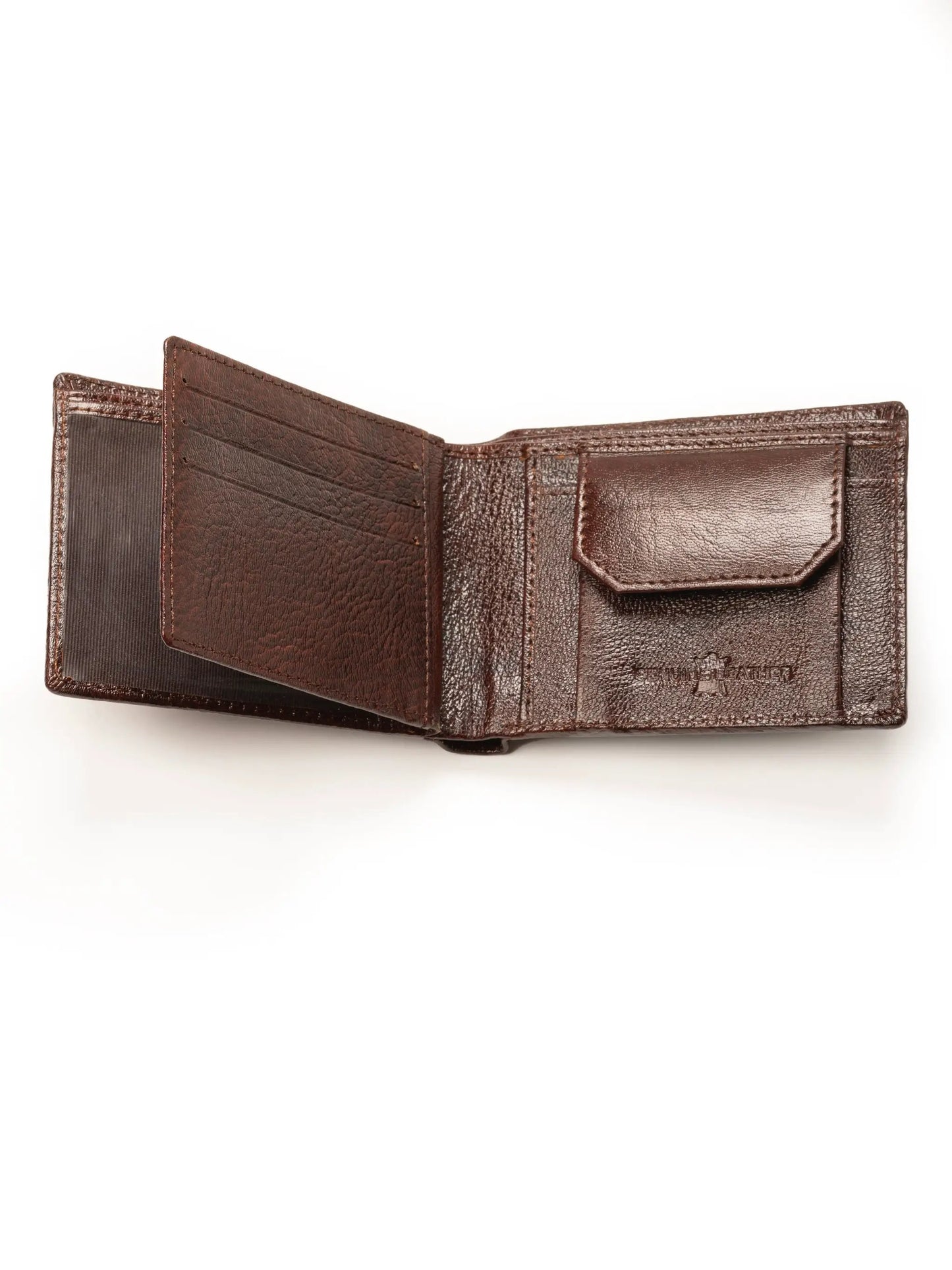 Brown leather wallet with card slots and a small coin pocket by Classy Leather Bags on Tampa Home & Garden Store