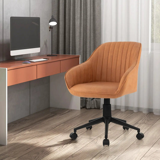 Modern Home Office Chair with Curved Back orange fabric upholstery, five star wheeled base on Tampa Home & Garden Store