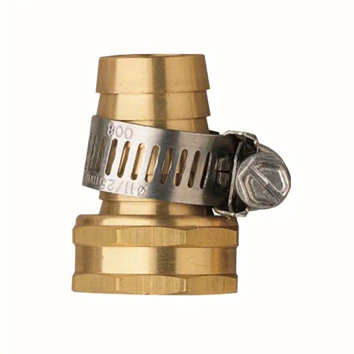 Three Quarter Inch Female Brass Hose Mender with hose clamp Orbit Irrigation on Tampa Home & Garden Store