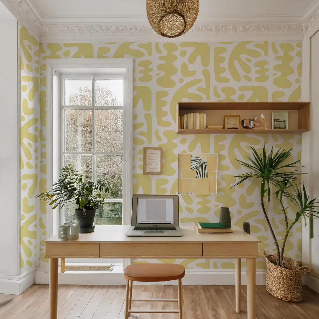 Removable Lemon Peel and Stick Wallpaper yellow pattern Samantha Santana Creative on Tampa Home & Garden Store
