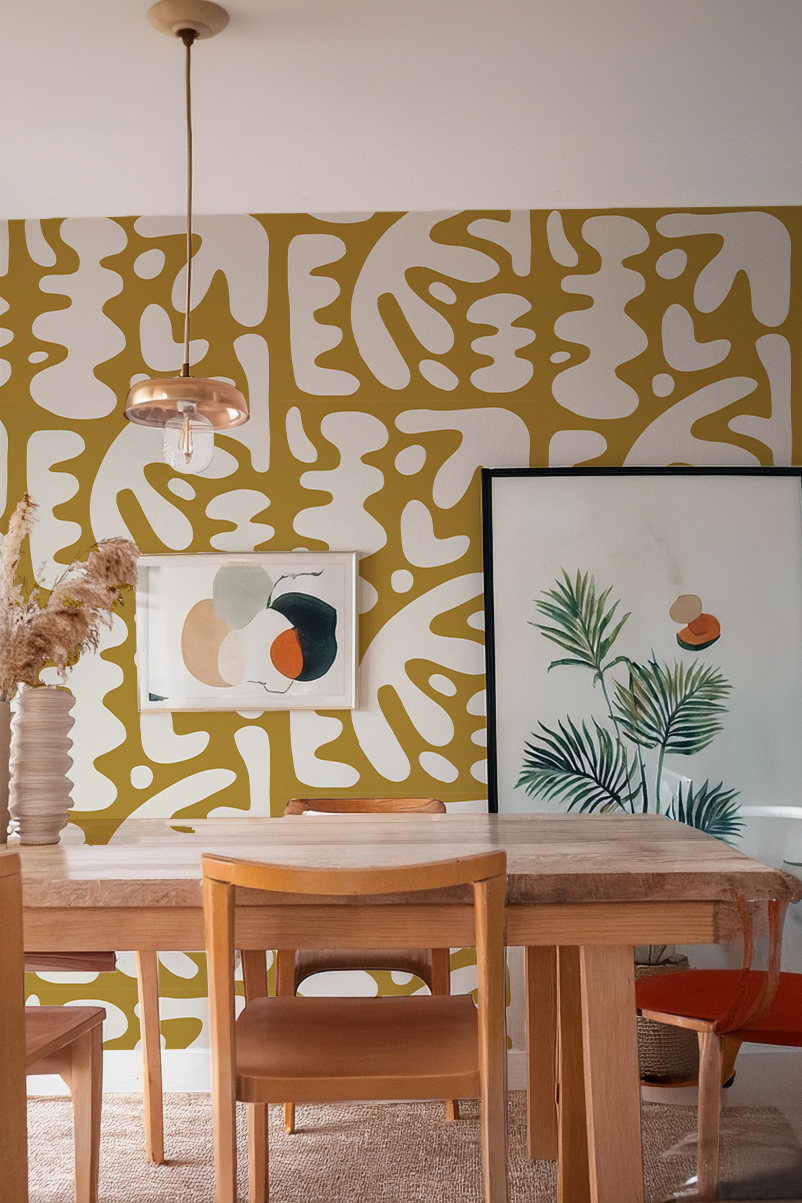 Bubbly Wallpaper, mustard - Tampa Home & Garden Store