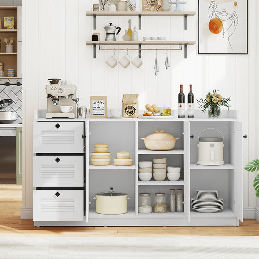 Buffet Cabinet with Storage Modern Sideboard Cabinet with 3 Doors-White